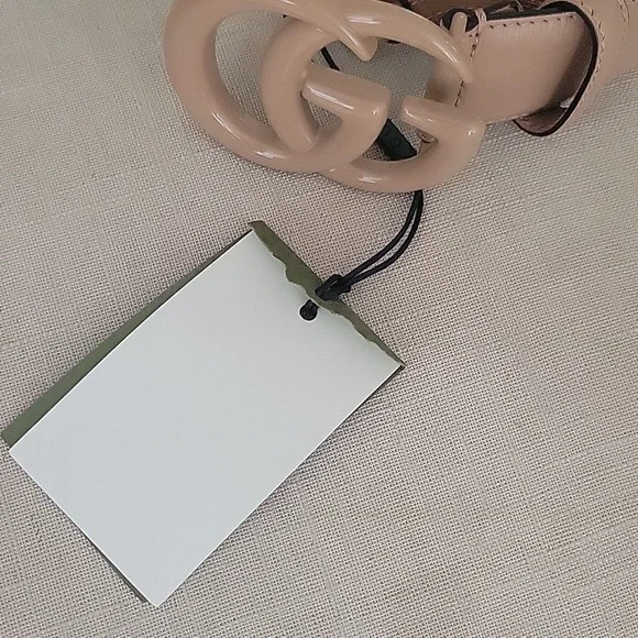 Gucci Belt Azalea Calfskin Enamel Monochrome Double G 20 mm Belt 100 40 Camelia - Picture 7 of 10